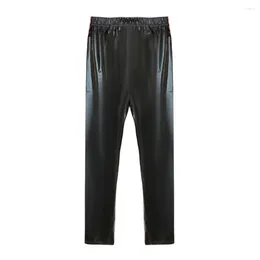 Men's Pants Fashion PU Leather Legging Wet Look Skinny Pencil Trousers Clubwear Tight Stage