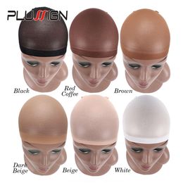 Top Stocking Net Weave 6pcs Hair Nets Black Brown Stretch Mesh Wig Cap for Making Wigs Free Size