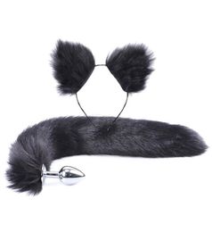 2Pcs set y Faux Fur Tail Metal Butt Plug Cute Cat Ears Headband for Role Play Party Costume Prop Adult Sex Toys189x4900120