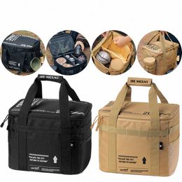 20 L Large Capacity Lunch Bag with Handle Picnic Cooke Utensils Kit Bag Flexible Layout Anti-Impact Pearl Cott Storage Bag f1pt#