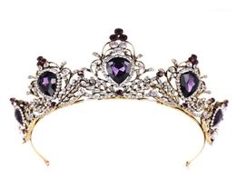 Hair Clips Barrettes Purple Vintage Crown Bride Wedding Bridal Tiara Headband Hoop Rhinestone Stone Luxury Charms Jewelry Glow F1815277