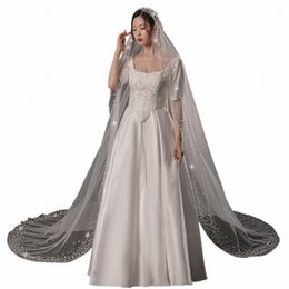 youlapan V145 Full Pearl Beaded Cathedral Wedding Veil 1 Tier Bridal Veil Wedding Hair Accories Bridal Lg Veil w5JA#