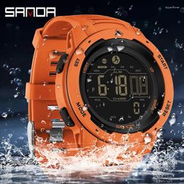Wristwatches SANDA Watch For Men 50M Waterproof LED Digital Sports Chronograph Army Electronic Watches Alarm Clock 2145
