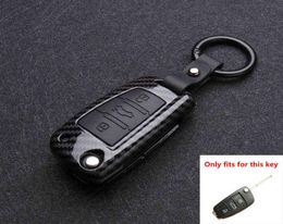 ABS Carbon fiber Silicone Car Key Cover Protector Case For Audi A3 A4 A5 C5 C6 8L 8P B6 B7 B8 C6 RS3 Q3 Q7 TT 8L 8V S3 keychain1461242