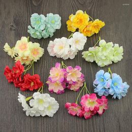 Decorative Flowers Wholesale 50pieces Artificial Hydrangea Heads Silk Cherry For Wedding Wrearth Wrist Corsage Decoration Fake Flower