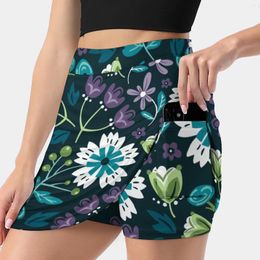 Skirts Ballerina Rag Doll Summer Women'Sshorts Skirt 2 In 1 Fitness Yoga Tennis Pattern Florals Folkart Flowers