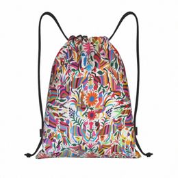 mexican Otomi Fabric Mexico Art Drawstring Bags Men Women Portable Sports Gym Sackpack Frs Mexico Training Backpacks H7X0#