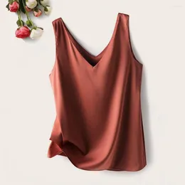 Women's Tanks Women Tank Tops Stylish Summer For V-neck Vest Smooth Satin Fabric Loose Fit Pullover Streetwear