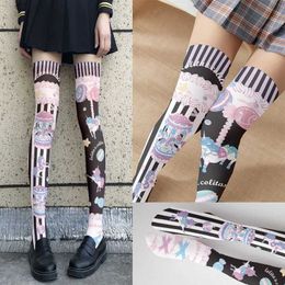 Sexy Socks New Personality Girl Stockings Beach Shell Creative Thigh High Compression Socks Women Funny Striped Sexy 240416