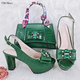 Dress Shoes High Quality Fashion Heels And Bag Set Italian Style Applique Party Matching For Ladies