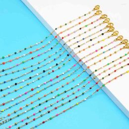 Link Bracelets Fashion Elegant Colorful Oil Drop Bracelet For Women Gold Plated Stainless Steel Chain Ladies Girls Accessories Gifts
