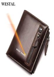 WESTAL Engraving Men039s Wallet Genuine Leather Purse for Men Slim Wallets Coin Purse Men Wallets Leather Male Card Holders 6041871913028