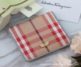 New Plaid Short Wallet card hoder Women039s Thin Leather Wallets Mini Square Bag Cute Cowhide fashion5925387