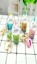 Tea Cup Keychain Pearl Cat Milk Cover Buckle Bag Small Gift Into Oil Pendant9103516