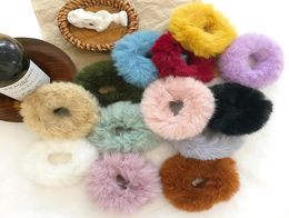 Mink Fur Hair Rope Scrunchie Women Girls Elastic Hair Rubber Bands Gum Ponytail Holder Hair Accessories 13Colors1749336