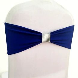 10pcs 50pcs Spandex Chair Band With Diamond Buckle Stretch Bow Belt Party el Wedding Decoration Elastic Sash Tie 240407