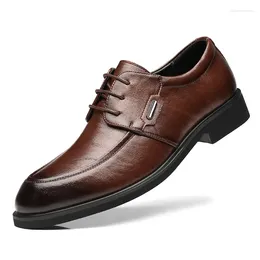 Dress Shoes Leather Men's Derby English Style Wedding For Men Spring Fall Designer Cowhide Pointy Business Male