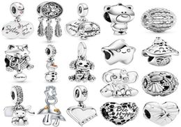 925 Silver Charm Beads Dangle 1Pcs New Cute Silver Star Cat Elephant Mushroom Pendant Bead Fit Charms Bracelet DIY Jewelry Accessories7960612