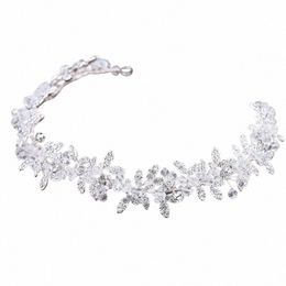 hot Sale Ladies Sier Color Crystal Bridal Wedding Tiara Accories Fr Pearl Crystal Chain Headband Hair Clip Comb Jewelry c2oH#