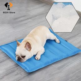 Dog Cooling Mat Summer Pad For Cat Ice Teddy Mattress Cool Bed Breathable Washable Small Medium Large Dogs 240416