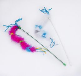 2018 Cat Pet Interacitve Toys Funny Stick Pet Cat Teaser Feather Toys With Ribbon Wand Catcher Teaser Sticks Cats Toy2406194