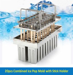 Commercial 20pcsBatch Stainless Steel Ice Cream Mould Ice Lolly Moulds Popsicle DIY Tools Sticks Holder Brand New2068601