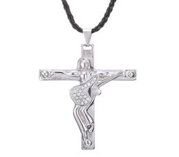 Johnny Hallyday guitar pendant necklace men Jewellery 316 stainless steel floating locket charms Christian Crucifix3908749