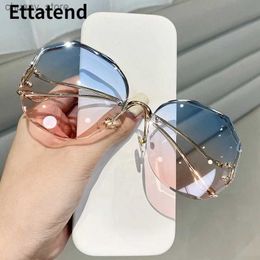 Sunglasses Ettatend Luxury Brand Designer Rimless Sunglasses Women Fashion Frameless Gradient Trimmed Lens Sun Glasses Lentes De Sol Mujer Y240416