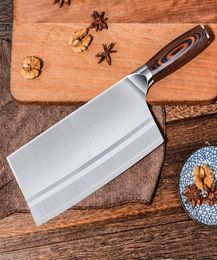 8inch Stainless Steel Meat Cleaver Chinese Chef Knife Butcher Chopper Vegetable Cutter Kitchen Knife with Colour Wood Handle3844696