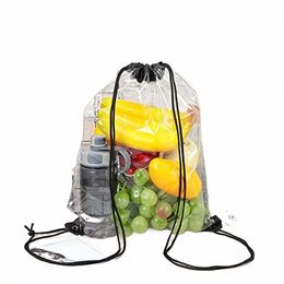 new Transparent Drawstring Backpack School Tote Gym Bag Sport Pack Fi Backpack For Young Men And Women 2023 O6Pb#