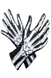 SzBlaZe Brand New Halloween Masquerade Skeleton gloves Ghost Bone Reaper Print Cosplay Full Finger Gloves Skull Opera Gloves T22084034316