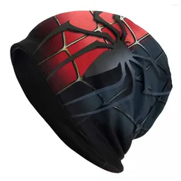 Berets Red Spider Web Skullies Beanies Caps Unisex Winter Warm Knitting Hat Women Men Hip Hop Adult Cartoon Bonnet Hats Outdoor Ski Cap