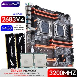 Motherboards Atermiter Dual X99 Motherboard With LGA 20113 XEON E5 2683 V4*2 With 2pcs X 32GB = 64GB DDR4 3200MHz Server Memory Combo Kit