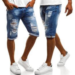 S4XL Fashion Casual Men Denim Shorts Ripped Jeans Short Pants Summer 240416