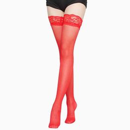 ZZ4F Sexy Socks 1Pair Womens Sexy Stocking Sheer Lace Thigh High Stockings Nets For Women Female Stockings Pink Purple Skin 240416
