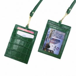 new Embossed Crocodile Leather Lanyard Card Holder For Men Women ID Card Holder Leather Mogrammed Letters x2G8#