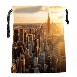 custom New York City Drawstring Bags Printed gift bags 18*22cm Travel Pouch Storage Clothes Handbag Makeup Bag s4Zc#