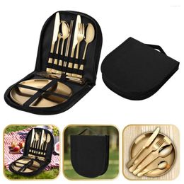 Dinnerware Sets Stainless Steel Camping Utensils Picnic Tableware Travel-friendly Cutlery Set With Organizer For