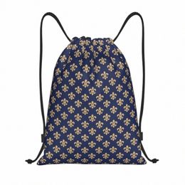 custom Chic Fleur De Lis Drawstring Bag Men Women Lightweight Fleur-de-lis Lily Fr Sports Gym Storage Backpack r1K9#