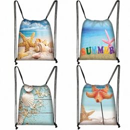 blue Ocean Cute Starfish Drawstring Bag Cch Print Leisure Backpack for Teenagers Boys Girls Storage Bags Satchel Rucksack r9KL#