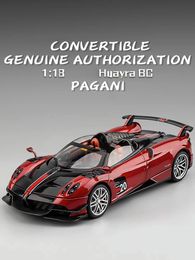 Large 1/18 Pagani Huayra BC Supercar Alloy Diecast Model Car Simulation Collection Boutique Sound Light Birthday Gifts Toys 240402