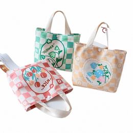 cat Carto Canvas Handbag Travel Shop Bags Dog Large Capacity Fr Shoulder Bag Tulip All-match Girls J3Eq#