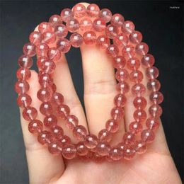 Link Bracelets 6MM Natural Clear Strawberry Quartz Bracelet Women Beautiful Colourful Crystal Energy Healing Fashion Gemstone Jewellery