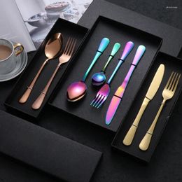 Dinnerware Sets Cutlery Set Four-piece Western Steak Knife Fork And Spoon Stainless Steel Holiday Gift