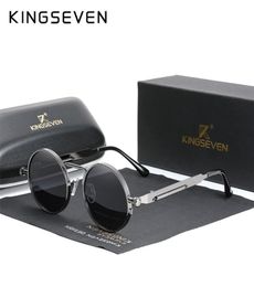 KINGSEVEN High Quality Gothic Steampunk Sunglasses Polarised Men Women Brand Designer Vintage Round Metal Frame Sun Glasses 2201249368760