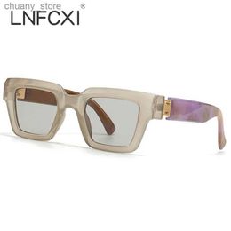 Sunglasses LNFCXI Fashion Square Women Luxury Sunglasses Men Vintage Brand Designer Candy Gray Gradient Eyewear Men Punk Sun Glasses Y240416
