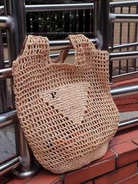 Tote Bag Designer bag Straw bag beach bag Fashion Mesh Hollow Woven for Summer Straw bag Black apricot summer woven bag Vacation bag Large capacity shopping bag