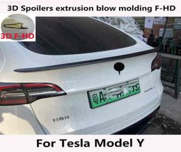 Black carbon Fibre aileron for Tesla y car blow Moulding threedimensional extrusion fhd refurbishment5099483