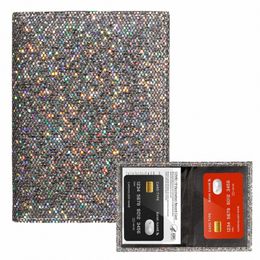 glitter Minimalist Card Holder Cover with Vaccine Card Slot, Bi-fold Travel Slim Wallet for Women A3c3#