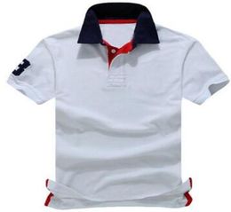 USA Men039s Solid Polos Big Horse Embroidery Number 3 on Sleeve Cotton Sport Polo Shirts Business Casual Tshirt Top White Navy3734853